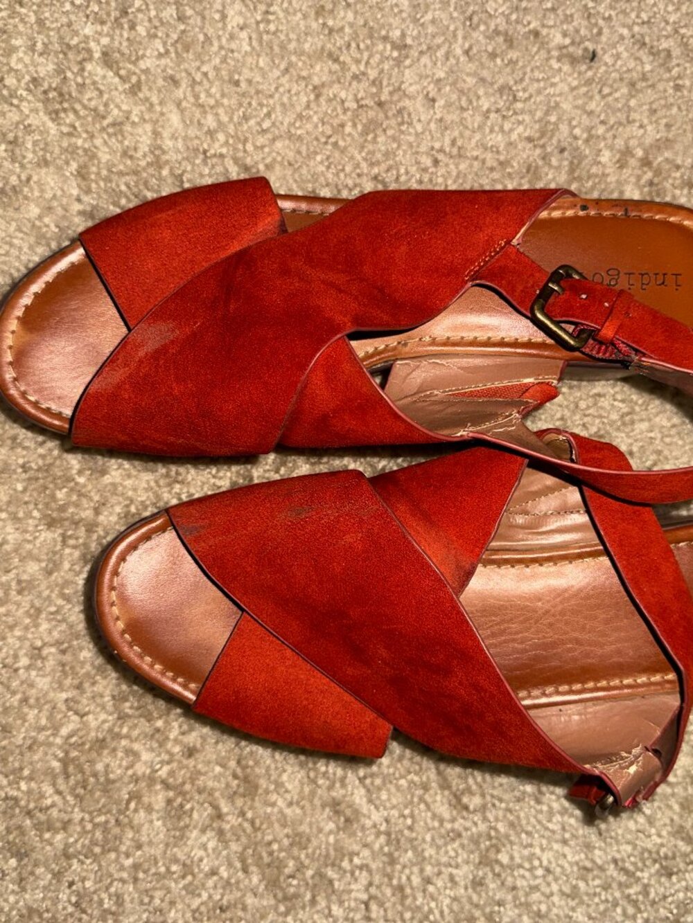 70s style chunky burnt orange sandal